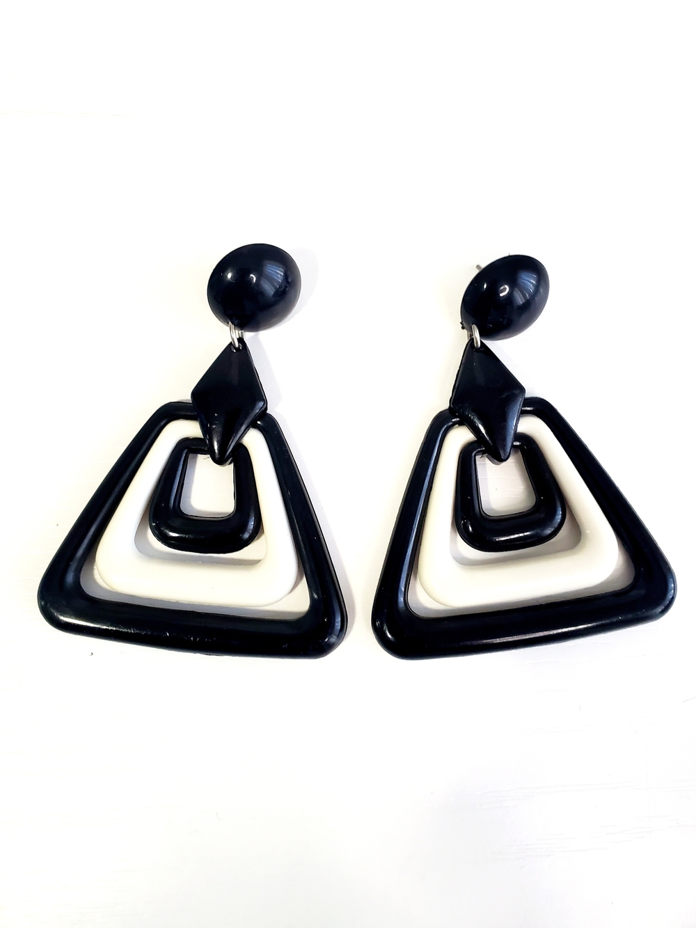 Black Geometric Drop Earrings - Women Jewelry